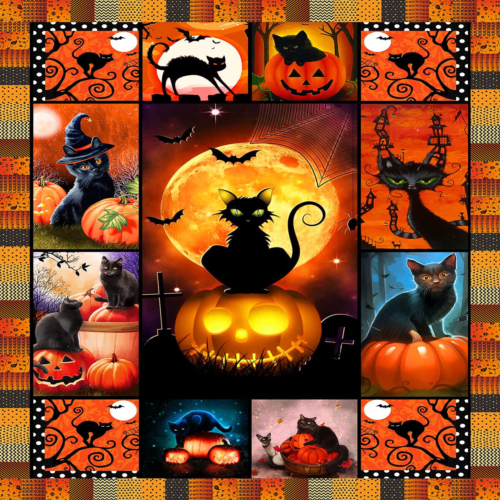 Halloween Throw Blanket - Super Soft Black Cat Design for Bedroom, Living Room, Couch & Sofa | Funny Halloween Decorations & Cozy Gift Idea | Perfect for Halloween Parties, Movie Nights & Seasonal Home Decor