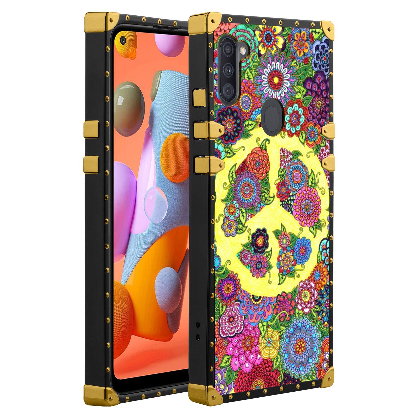 Luxury Square Soft TPU Protective Case for Samsung Galaxy A11 (2020) - Fashion Peace Sign Design, Slim Fit & Shockproof Phone Cover | Perfect for Daily Use, Work, and Travel Protection