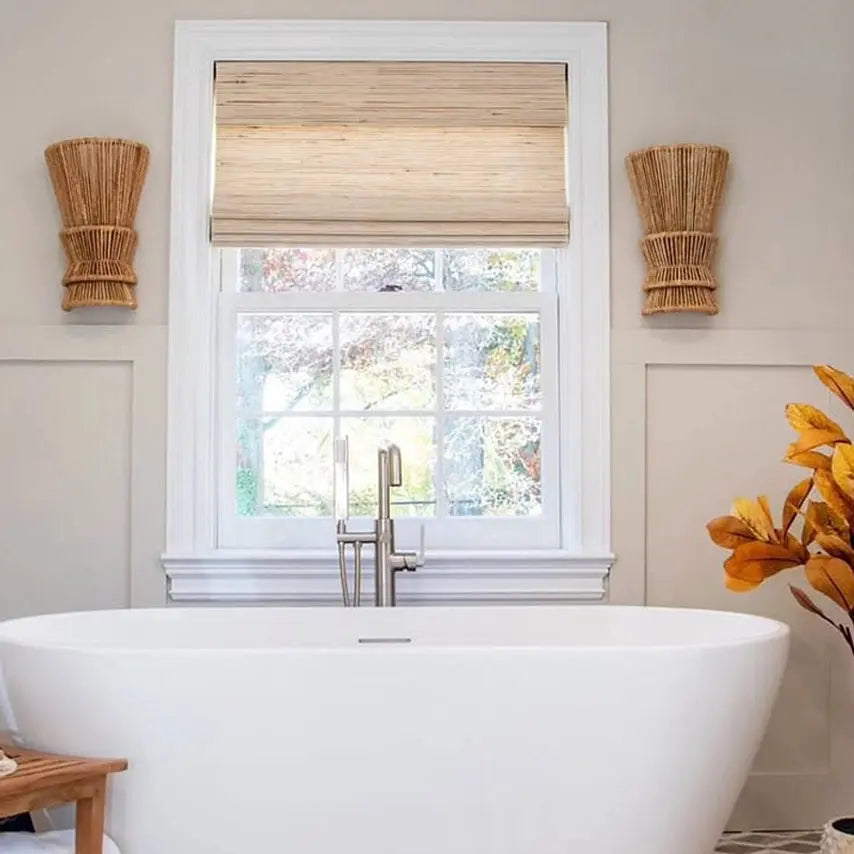 Rae Natural Ramie Jute Woven Wood Window Shades - Series D | Eco-Friendly Bamboo Blinds for Living Room, Bedroom & Office Privacy