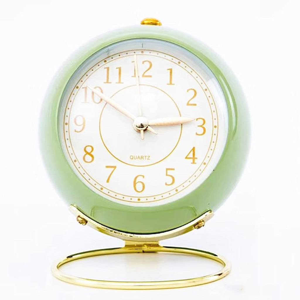 Vintage 3.5 Inch Metal Alarm Clock - Retro Round Quartz Desk Clock with Loud Alarm, Battery Operated for Bedroom, Office & Travel (Gray Green)