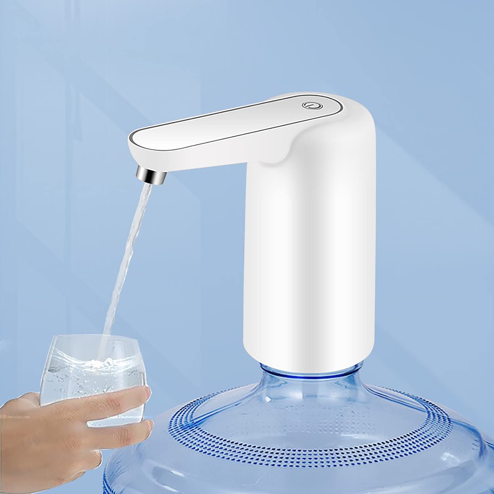 Automatic Electric Water Dispenser Pump for 3/4/5 Gallon Bottles - 600ml Precise Measurement, Portable Water Bottle Dispenser for Home, Office, Camping & Travel - Quick Push-Button Operation (White)
