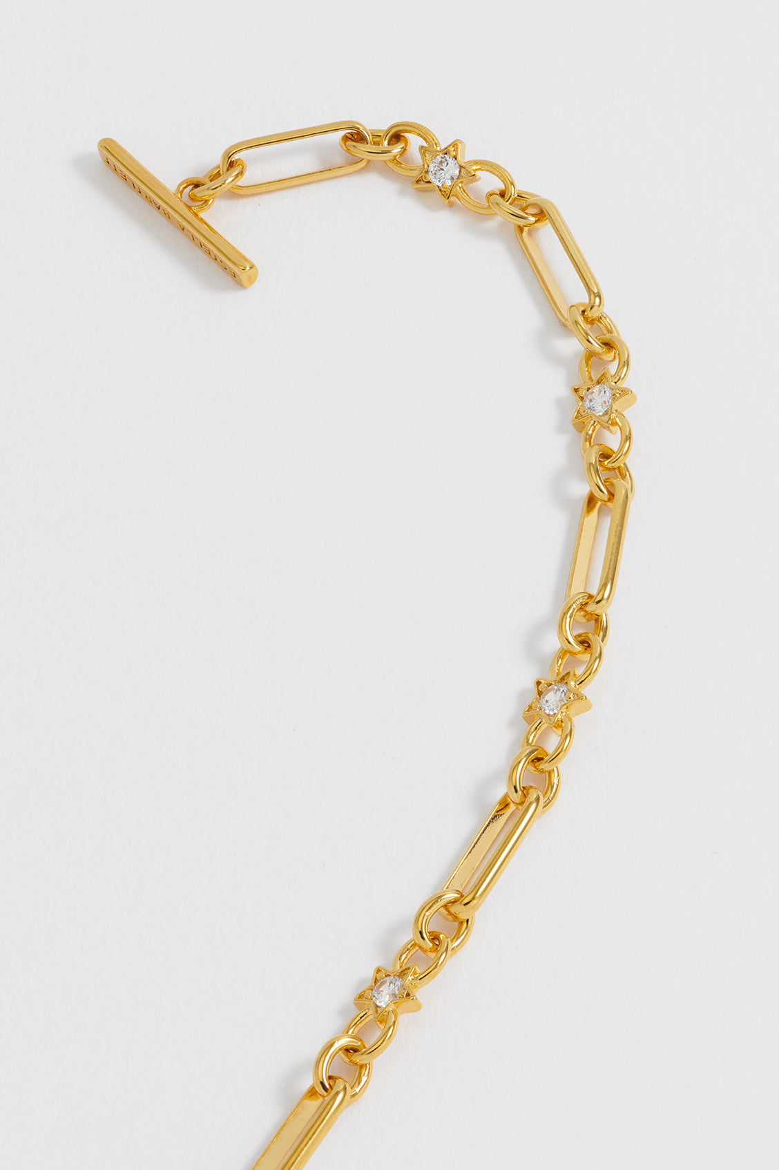 Star Studded Paperclip Link T Bar Bracelet - Elegant Gold Plated Jewelry for Women | Perfect for Parties, Weddings & Everyday Wear