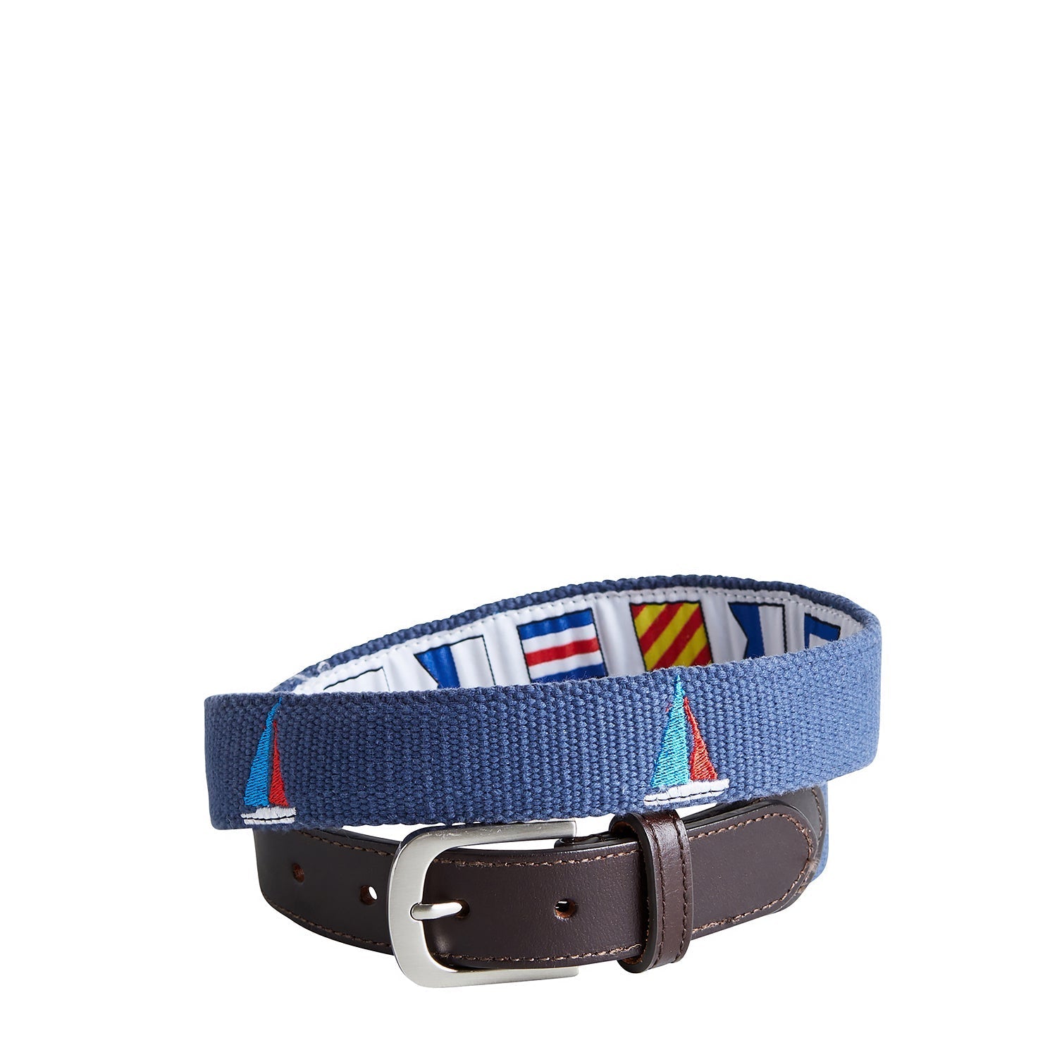 Nantucket Navy Bowsprit Belt with Americana Sailboat Embroidery - Perfect for Sailing Enthusiasts and Nautical Fashion Lovers