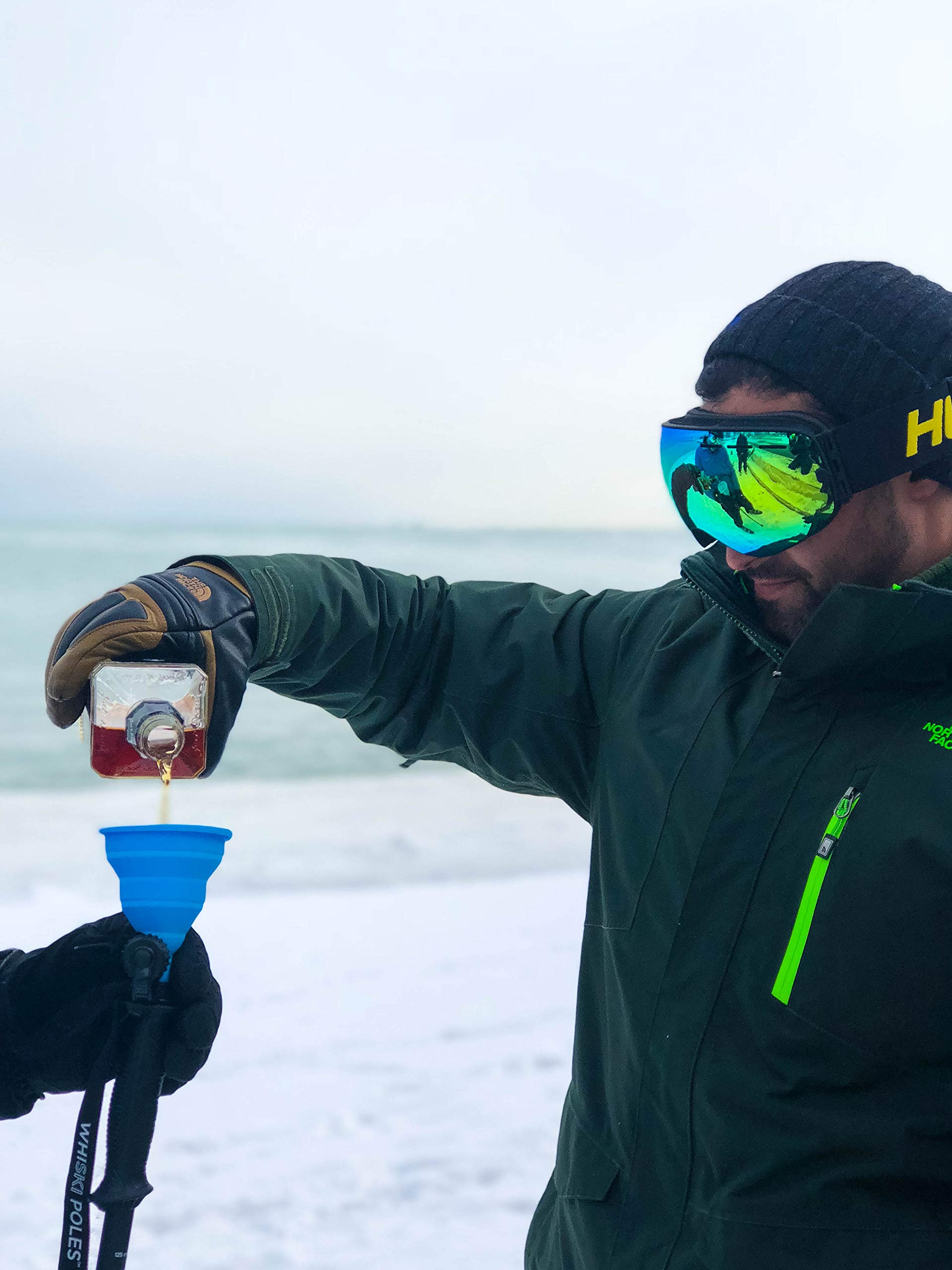 SKI Pole Flask 2.0 - Insulated Stainless Steel Water Bottle for Skiing & Outdoor Sports - Perfect Gift for Skiers & Winter Enthusiasts - One Size Fits All with Free Collapsible Funnel - Great for Ski Trips, Hiking & Cold Weather Adventures