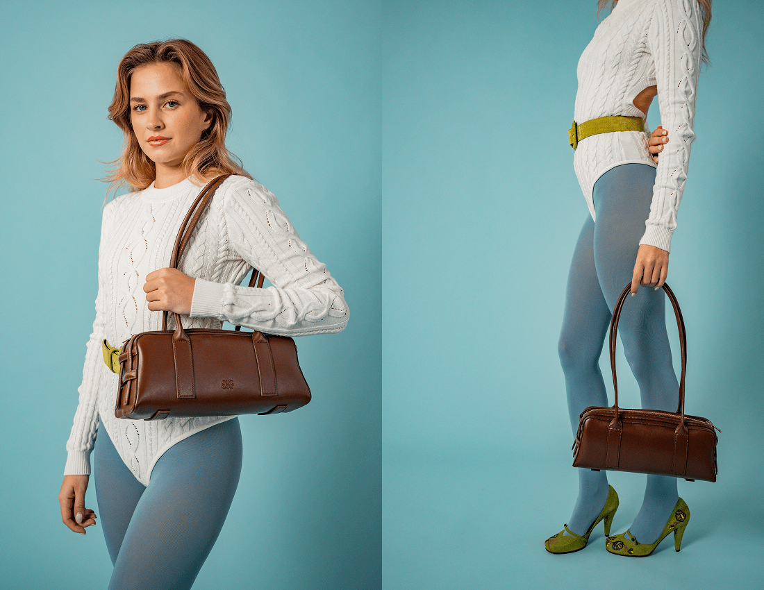 Paquin Vegan Italian Grape Leather Shoulder Bag for Women | Eco-Friendly Crossbody Purse | Sustainable Fashion Accessory for Work, Travel & Everyday Use | Cocoa Brown