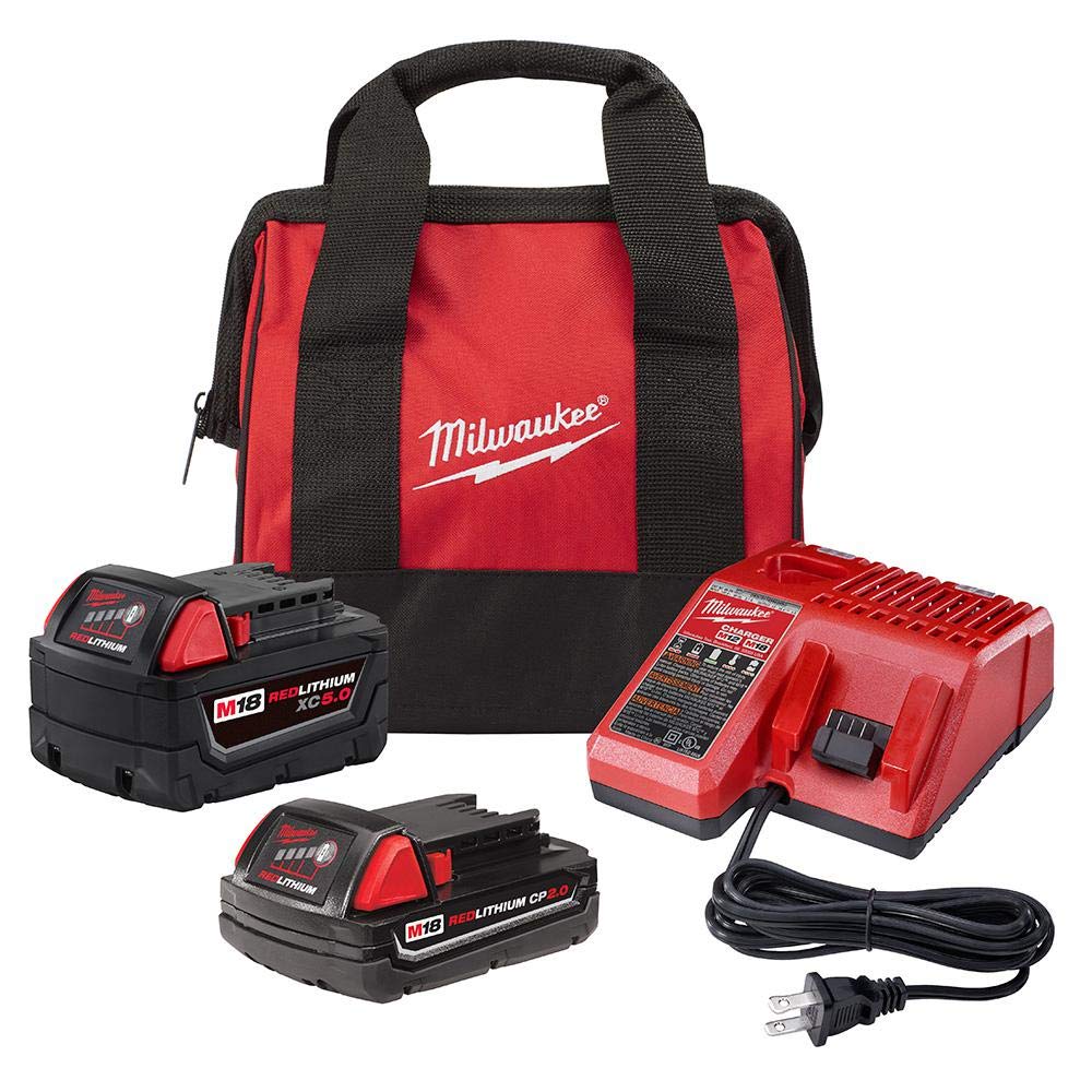 **Milwaukee M18 18-Volt Lithium-Ion Cordless Power Tool Starter Kit with 5.0Ah & 2.0Ah Batteries, Charger - Perfect for DIY, Construction & Home Improvement Projects**