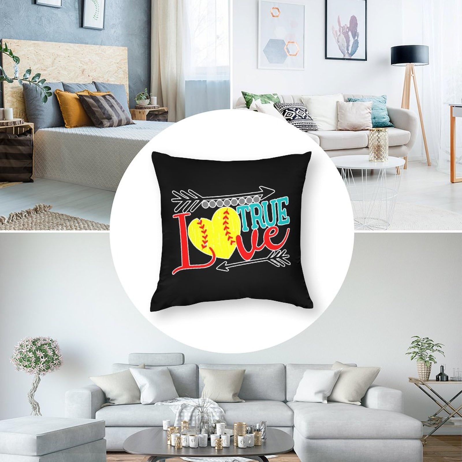 Softball Polyester Pillow Cases - Ultra Soft & Smooth 18x18 Inch Cushion Covers for Sofa, Bed, or Couch - Perfect for Home Decor, Living Room, Bedroom & Dorm Essentials