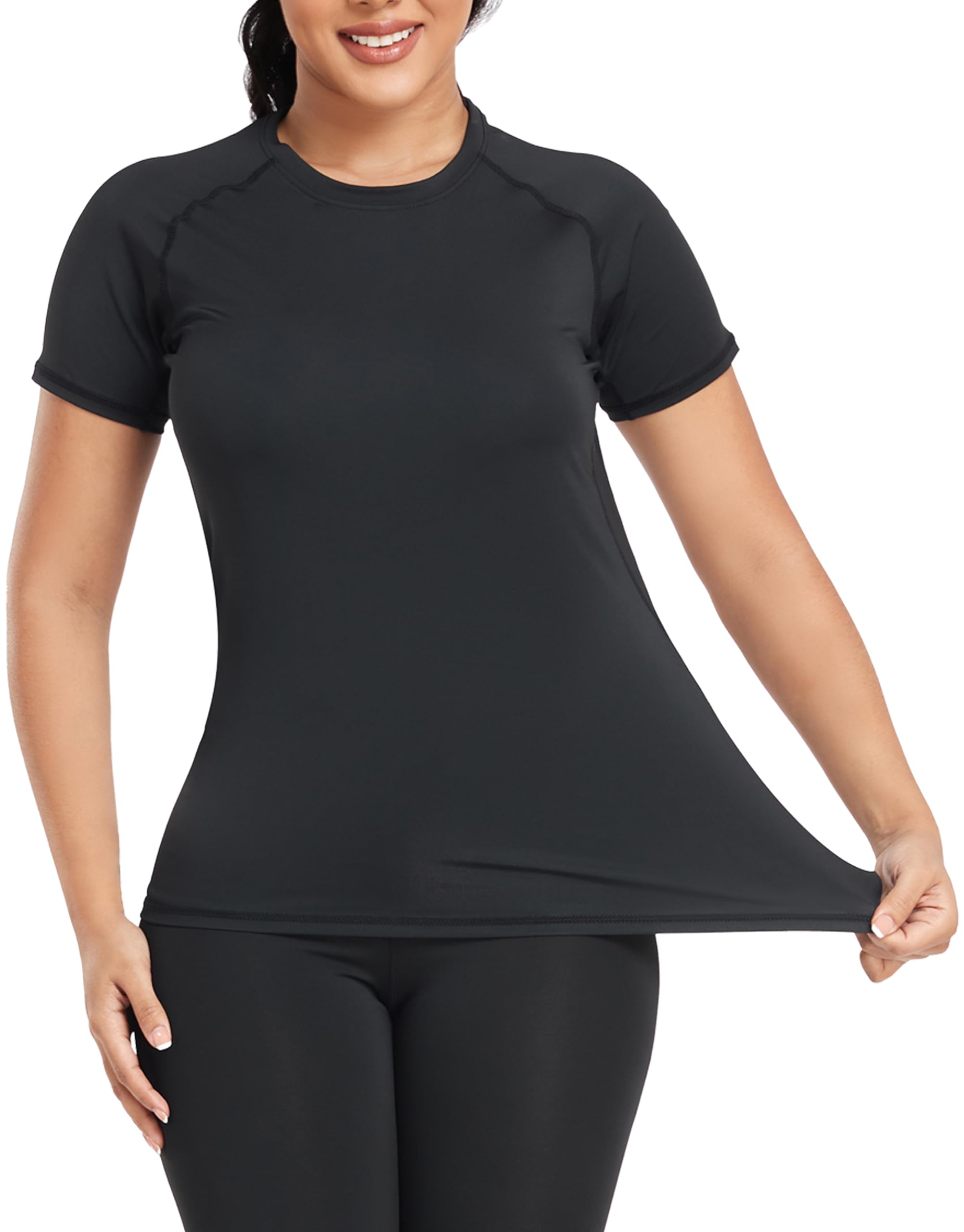TELALEO 4 Pack Women's Compression Shirts - Moisture Wicking Running Tops, Workout T-Shirts for Yoga, Gym & Sports | Breathable Athletic Baselayer with Short Sleeves | Perfect for HIIT, CrossFit & Outdoor Activities