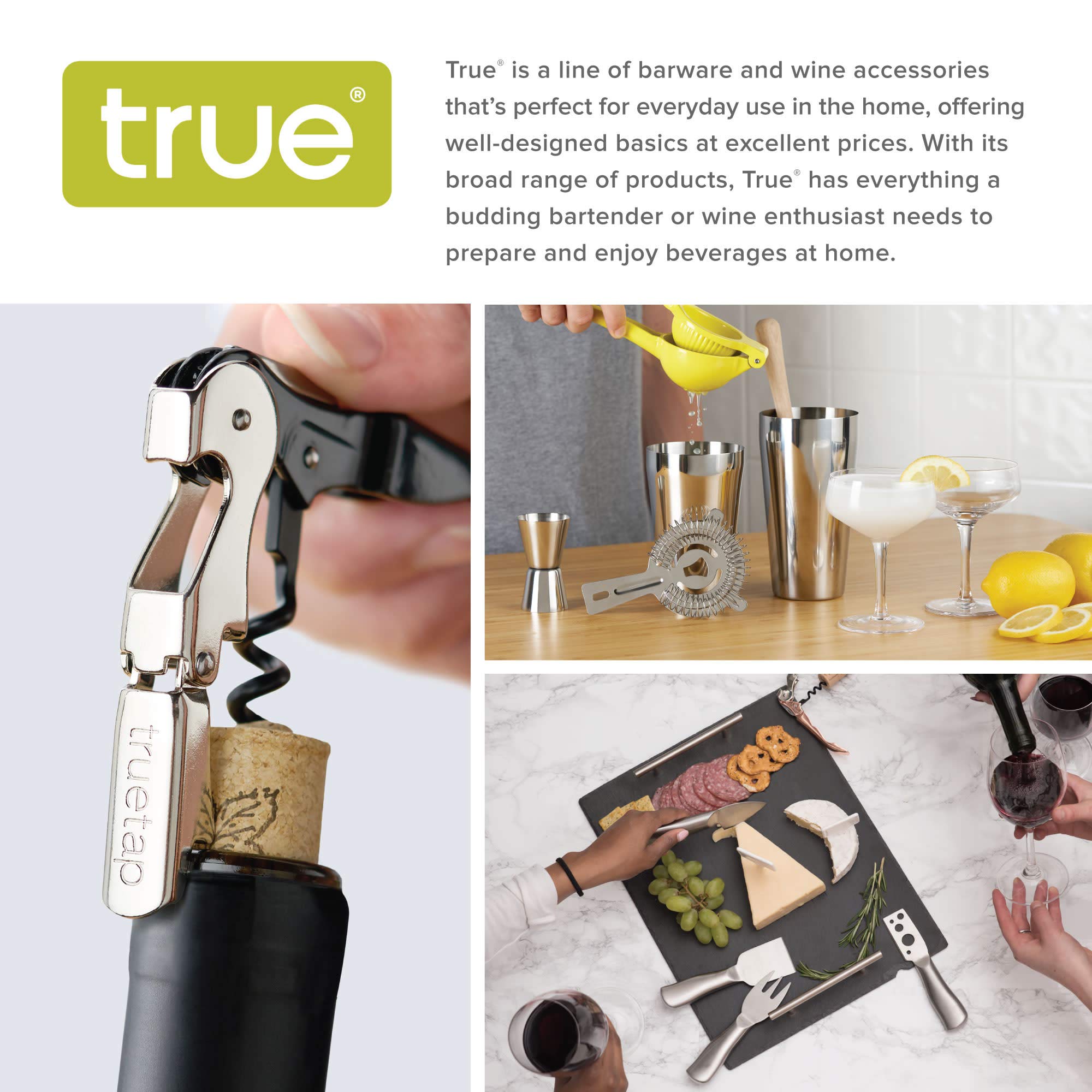 True Botero Stainless Steel Cheese Knife Set - 3-Piece Metallic Kitchen Tools for Cheese, Fruits & Charcuterie Boards | Perfect for Parties, Wine Tasting & Gourmet Entertaining (0175)