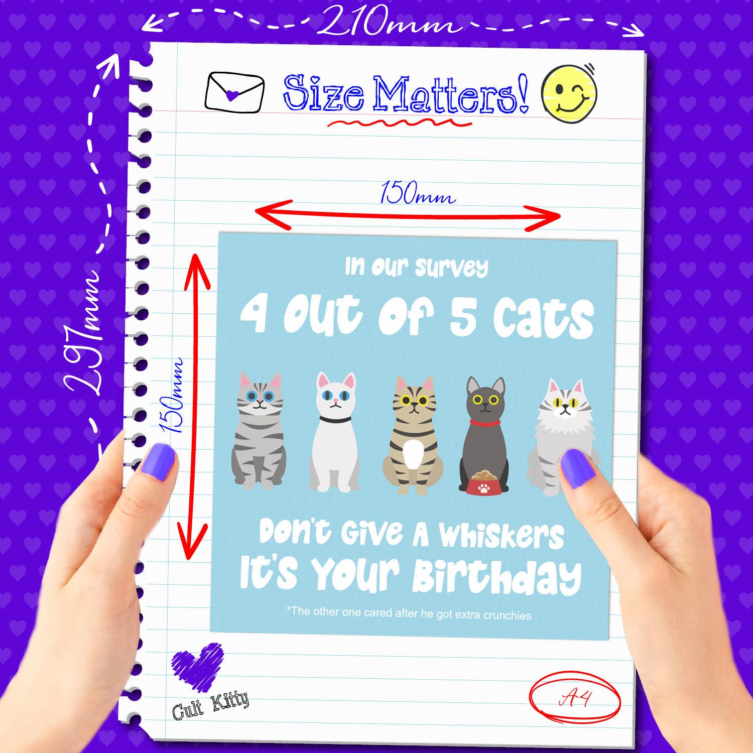 Funny Cat Birthday Cards - 4 Out of 5 Cats Approve Joke Cards for Him & Her | Cute Cat-Themed Greeting Cards for Men & Women | Perfect for Cat Lovers' Birthday Wishes & Humorous Celebrations
