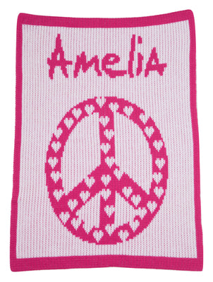 Butterscotch Blankees Peace & Hearts Baby Blanket - Soft Cozy Flannel Receiving Blanket for Newborns, Infants & Toddlers - Perfect for Nursery, Swaddling, Stroller & Cuddle Time