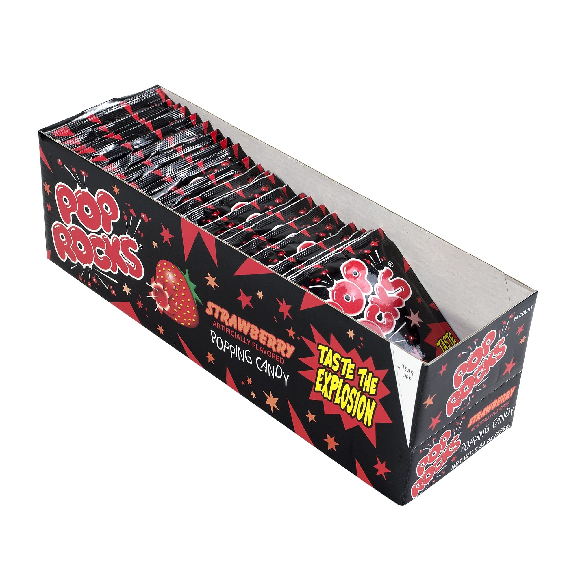 Strawberry Pop Rocks Hard Candy - 24 Pack (0.33 oz Each) | Crunchy Popping Candy for Parties, Gifts & Fun Snacks | Retro Treat for Kids & Adults