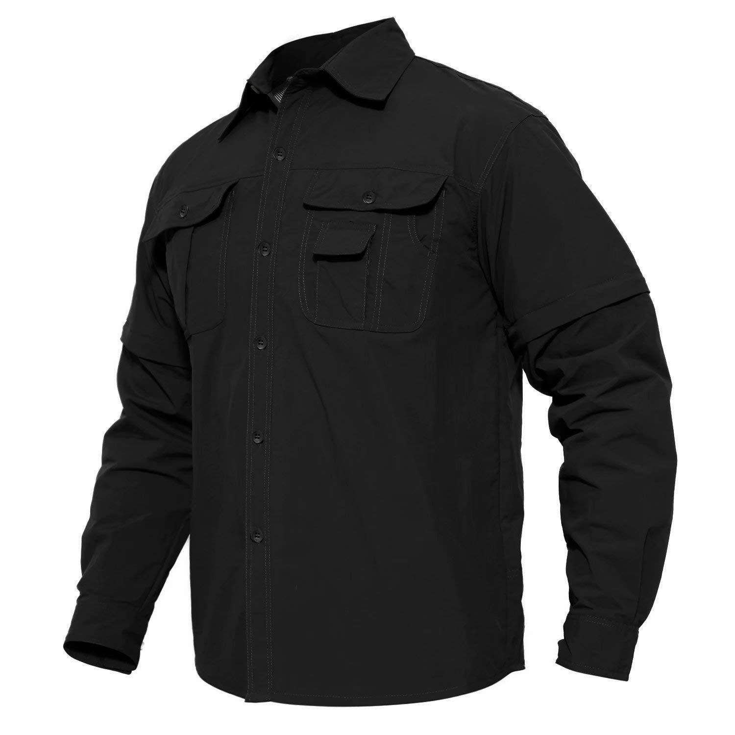 MAGCOMSEN Men's Quick Dry Convertible Long/Short Sleeve Casual Button Down Shirt - Lightweight Fishing & Hiking Shirt for Outdoor Adventures, Travel, and Summer Activities