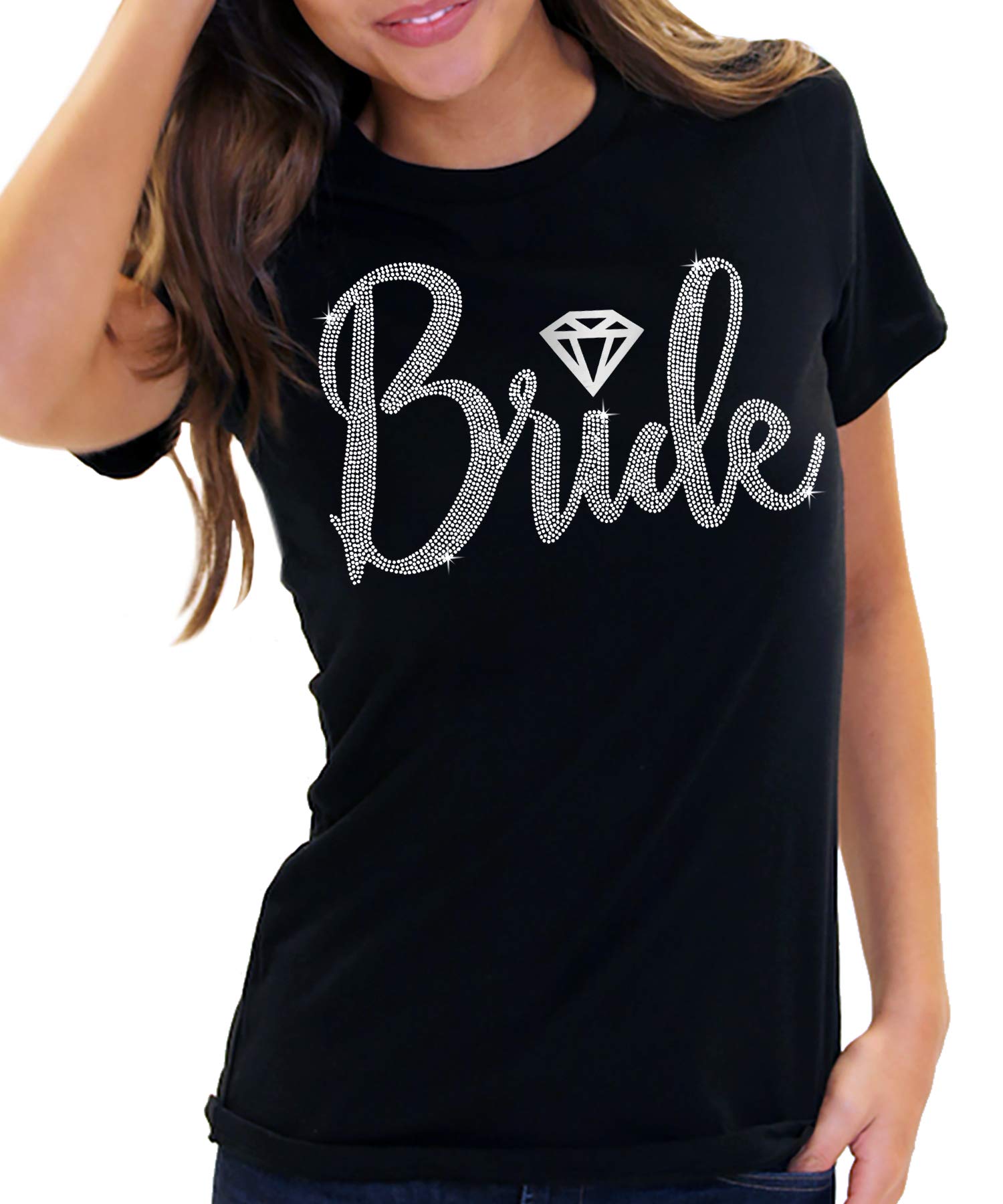 Sparkling Rhinestone Bride Shirt - Bride Squad, Team Bride, I Do Crew Bachelorette Party T-Shirts for Wedding Showers & Girls' Night Out