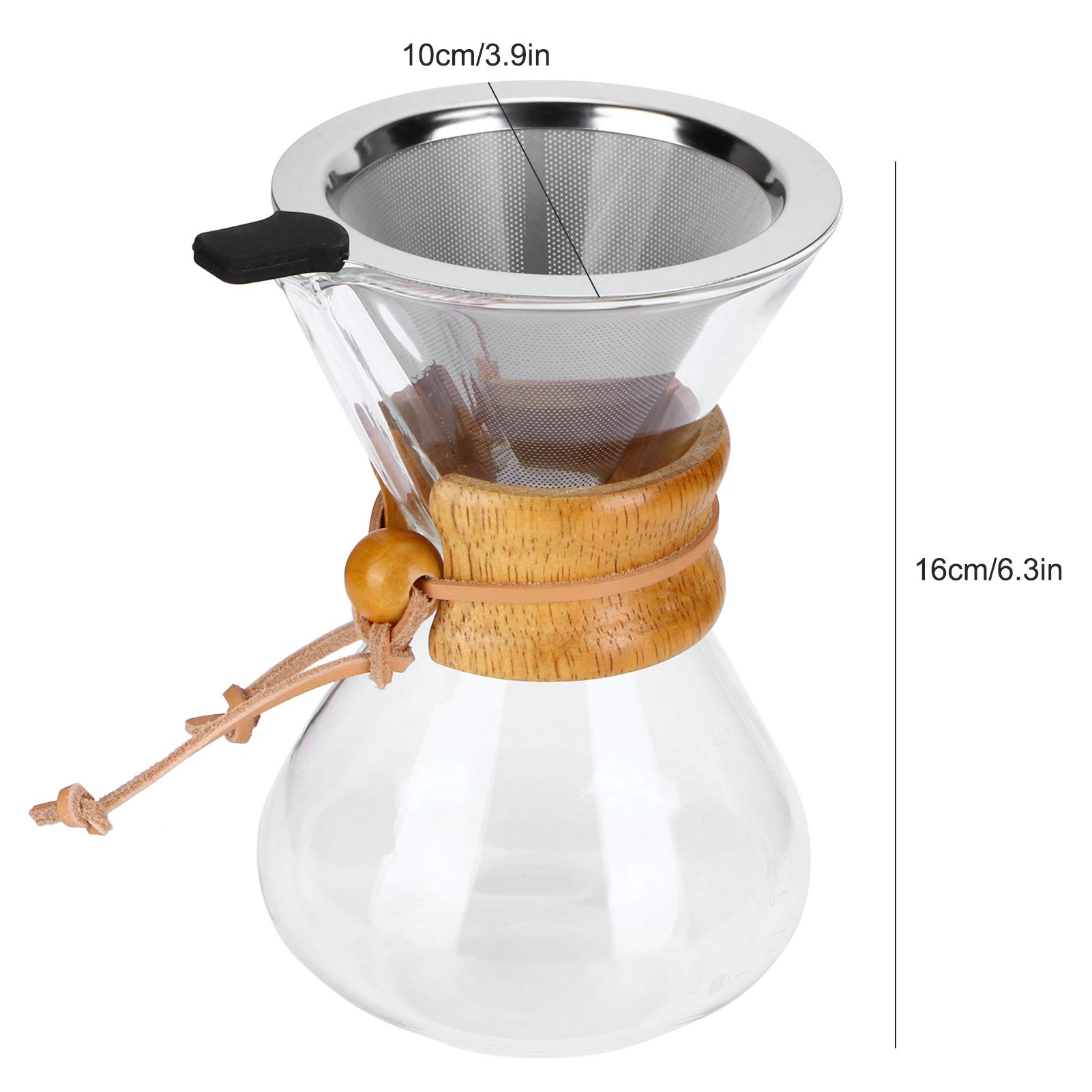Atyhao 400ml Glass Coffee Maker - High-Temperature Drip Brewing Pot with Stainless Steel Filter for Home & Office Use | Perfect for Pour Over Coffee, French Press Alternative, and Daily Brewing