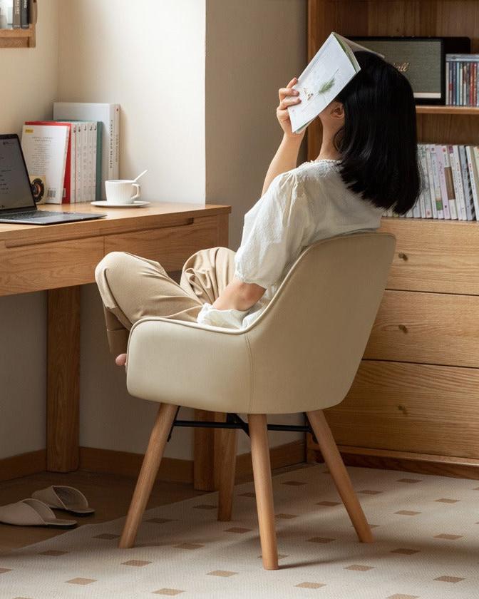 Premium Beech Solid Wood Modern Fabric Soft Back Chair - Ergonomic Office & Home Dining Comfort