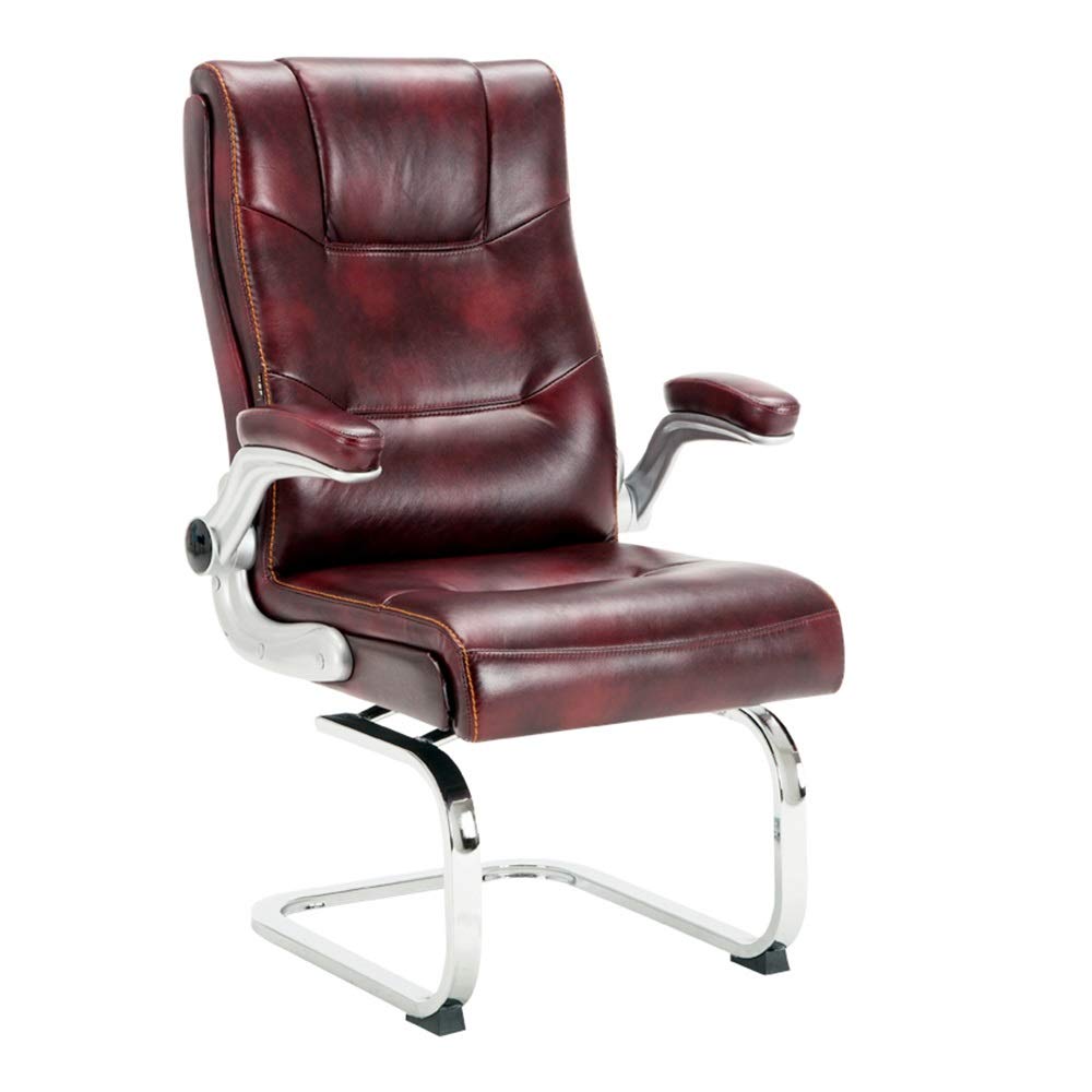 Ergonomic High-Back PU Leather Office Chair with Lumbar Support - Executive Swivel Computer Chair with Bow Foot Design & Built-in Spring Seat - Perfect for Home Office, Gaming Setup & Conference Rooms (Burgundy)
