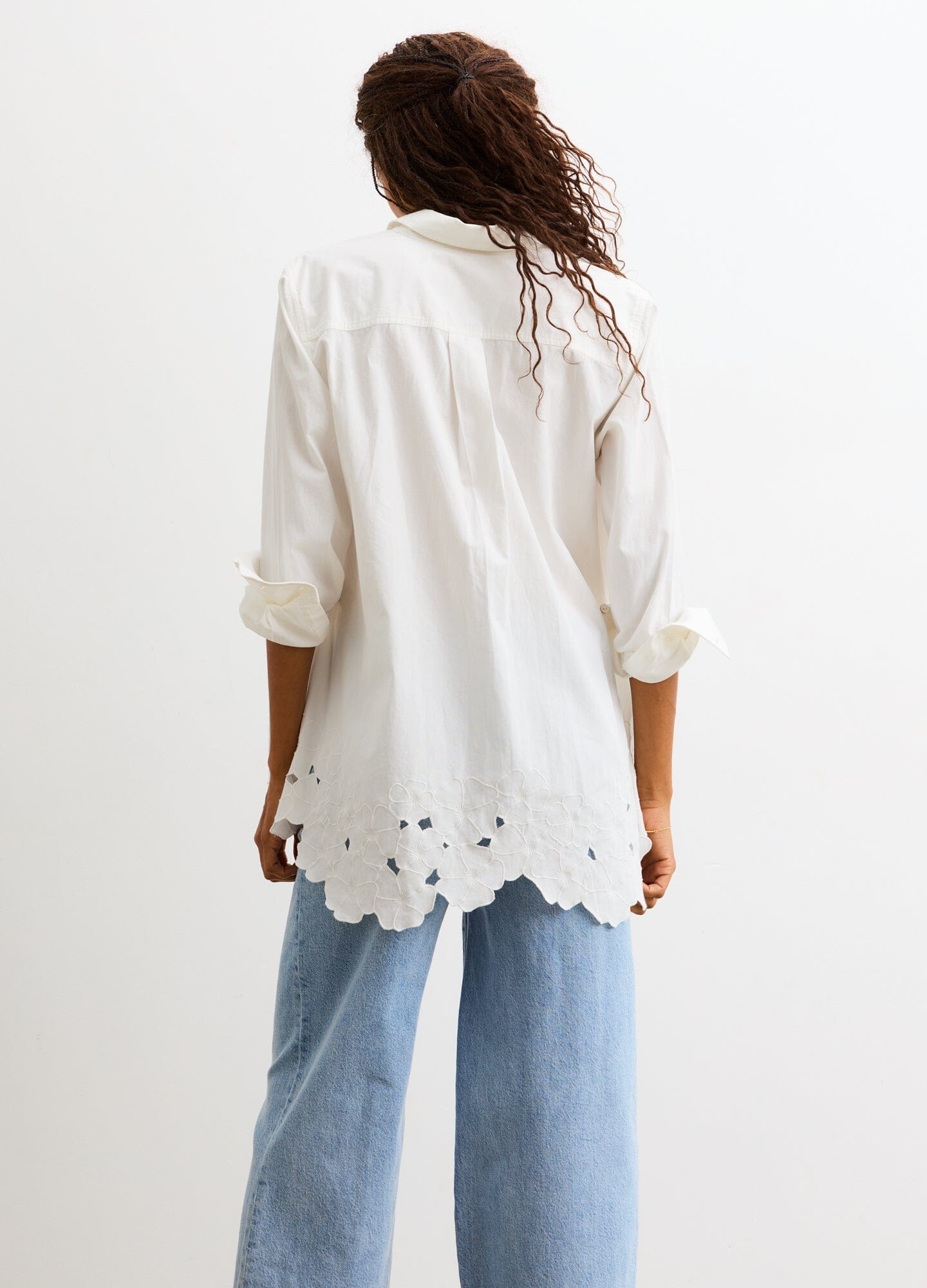 Floral Embroidered Classic Button Down Shirt for Women - Elegant Casual & Office Wear - Perfect for Spring, Summer, and Special Occasions