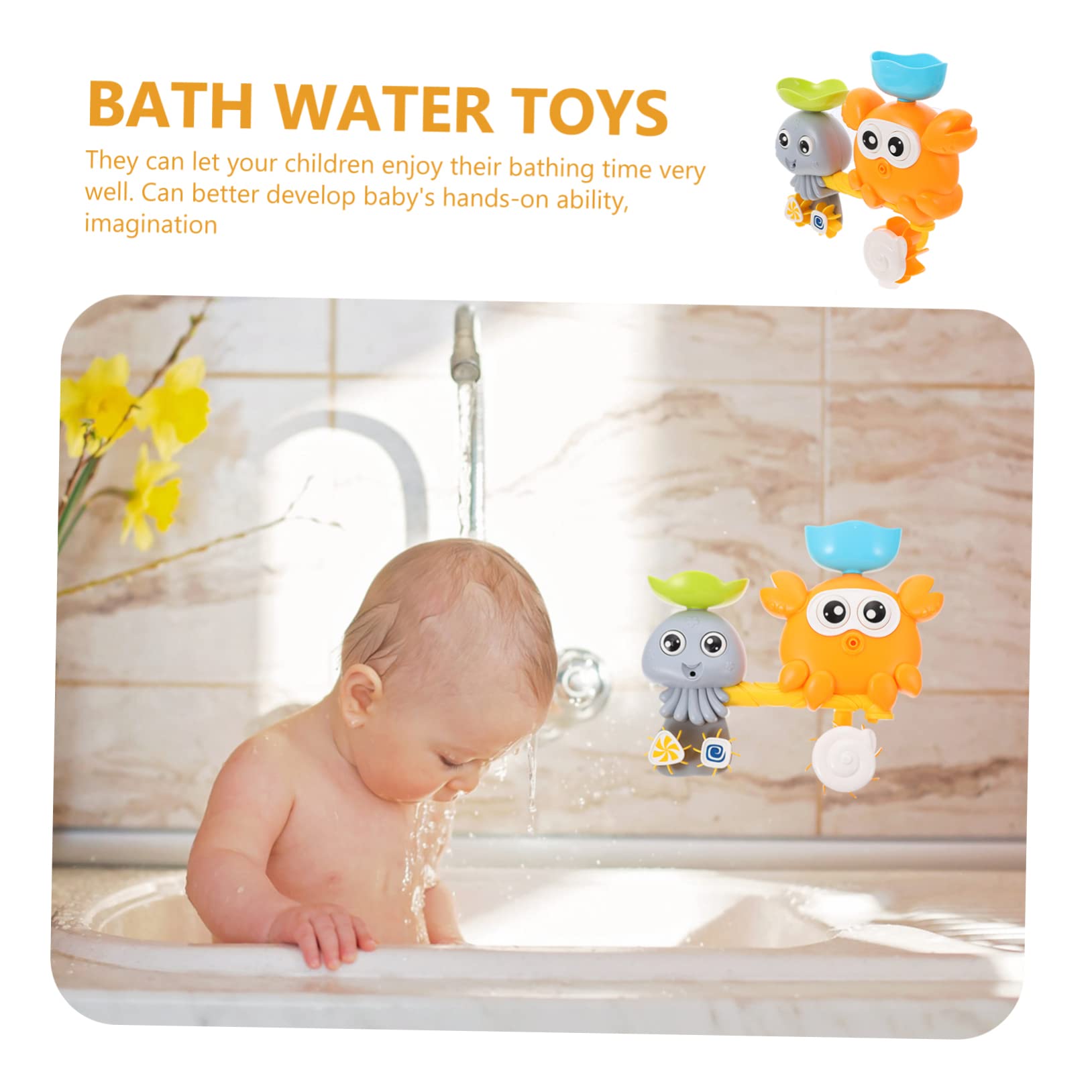 Vaguelly 4-Piece Crab Bath Toys Set for Kids - Fun Water Play Bathtub Toys for Toddlers & Children - Perfect for Bath Time, Pool Parties & Sensory Play