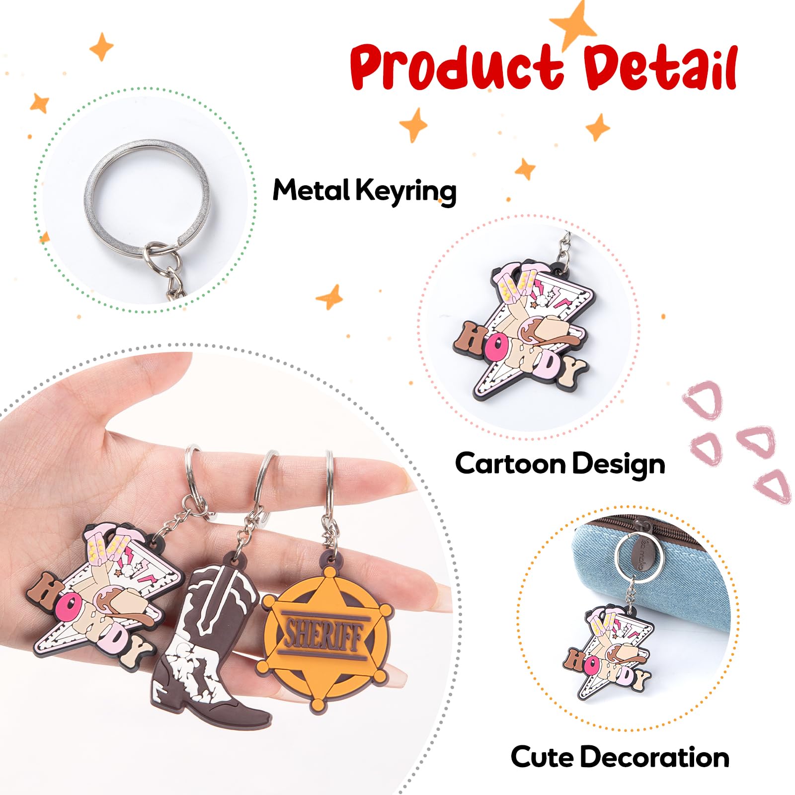 16pcs Cowboy Keychain Keyring Set - Durable Silicone Key Rings for Kids, Boys & Girls - Western Party Favors, Gifts & Accessories - Perfect for Birthday Parties, School Events & Cowboy Themed Decorations