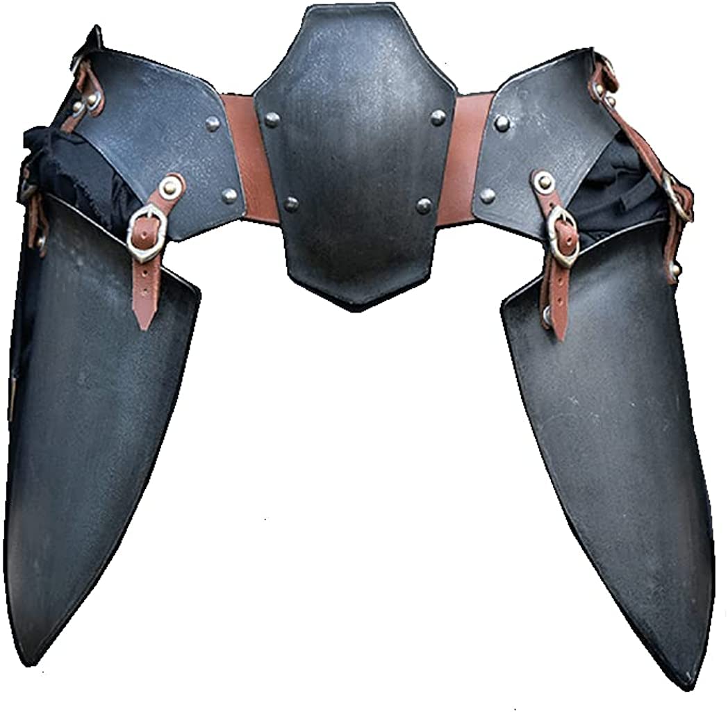 Epic Dark Dreki Belt Shield Tassets for Men & Women - 18 Gauge Steel Medieval Armor Belt with Dark Finish | Viking Cosplay, LARP, Renaissance Fair Costume Accessory
