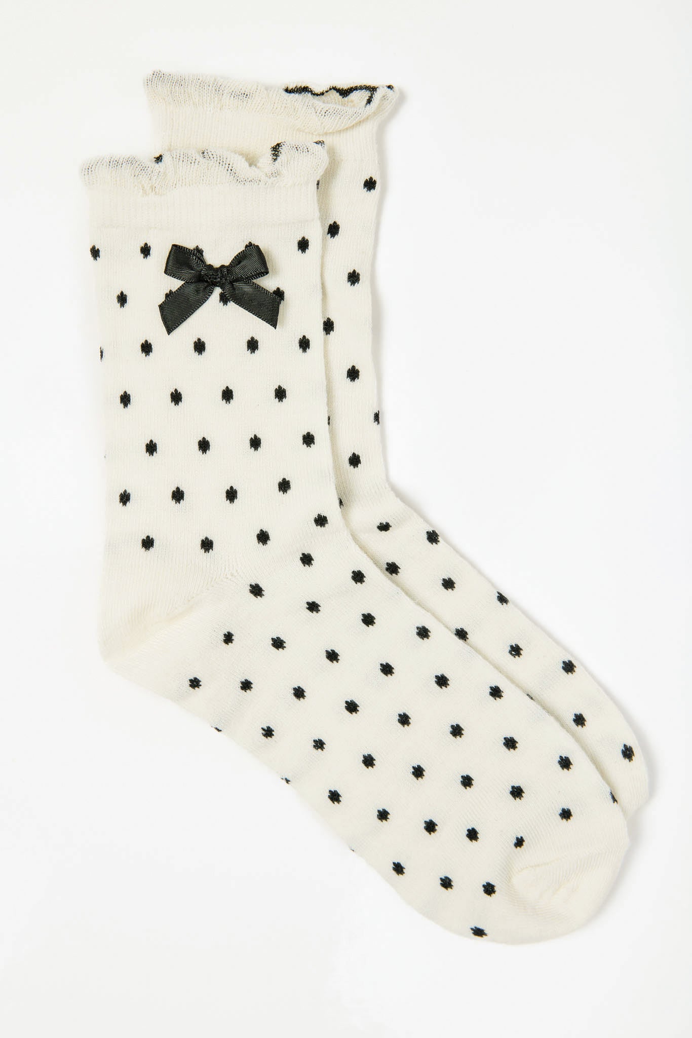 Polka Dot Ruffle Trim Bow Socks for Women - Cute Ankle Socks with Lace Detail - Perfect for Casual Wear, Gifts, and Special Occasions