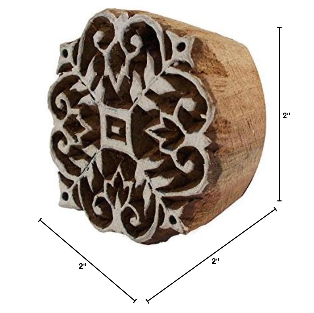 Hand Carved Indian Wooden Printing Blocks with Floral Motif - Traditional Craft Stamps for Fabric, Pottery, Scrapbooking & Henna Art | DIY Home Decor & Gift Idea