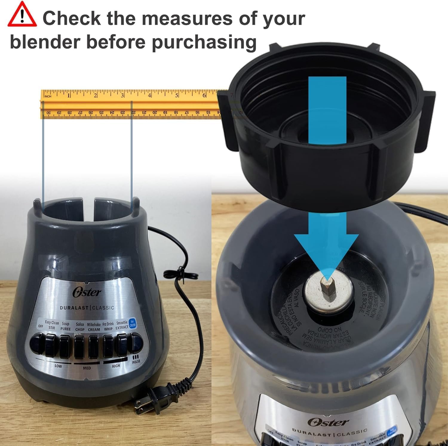 HQRP 5-Cup Plastic Square Replacement Blender Jar for Oster Osterizer Blenders - 4.5