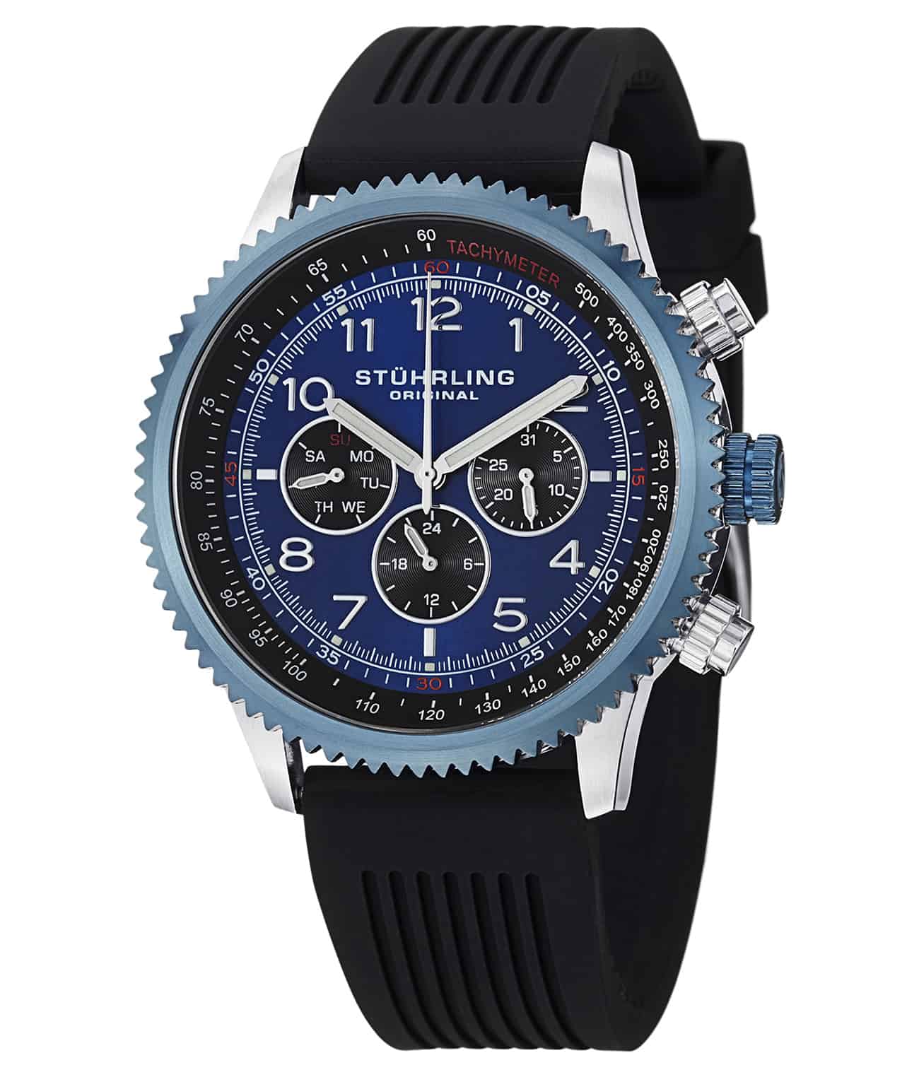 Silhouette Sport 858R GMT Quartz 45mm Chronograph Watch for Men - Waterproof Durable Wristwatch for Travel, Diving & Outdoor Activities