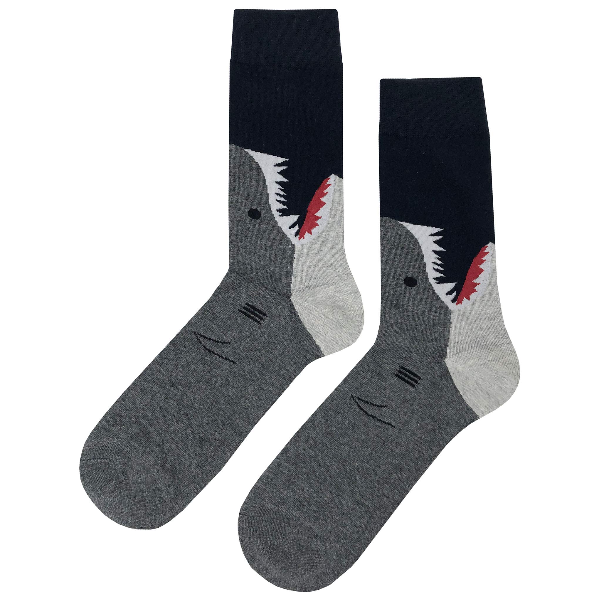 Funny Shark Bite Novelty Dress Socks for Men - Crazy Fun Design, Cotton Crew Socks Size 8-12, Colorful & Fancy Casual Socks - Perfect Gift for Men - Great for Parties, Gag Gifts & Everyday Wear
