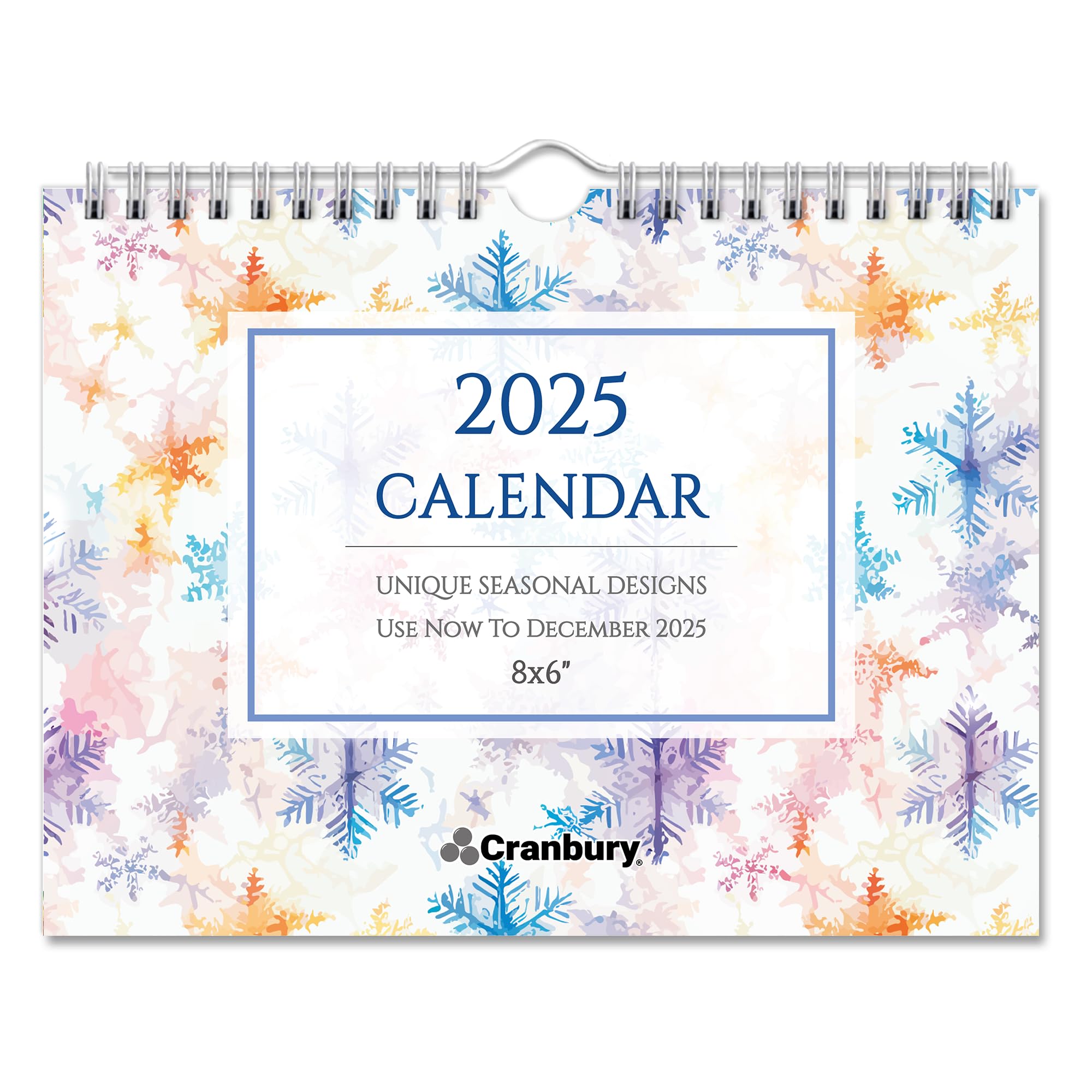 2025 CRANBURY 8x6 Inch Small Wall Calendar - Spiral Bound Mini Monthly Hanging Planner with Colorful Seasonal Designs | Perfect for Home, Office, Bulletin Board, Fridge & Desktop Organization | Includes Bonus Planner Stickers
