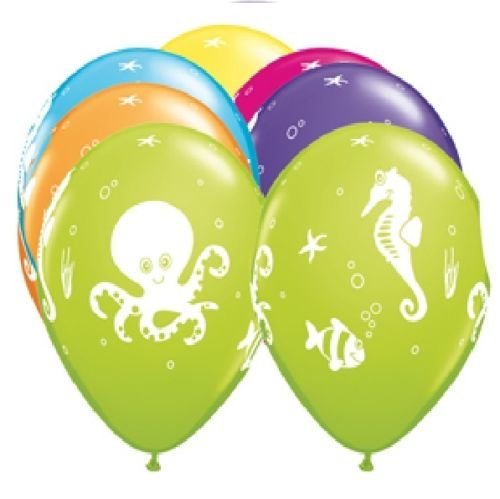 LOONBALLOON Premium Sea Creature Balloons Set - 6 Tropical Ocean Themed Helium Balloons (Fish, Octopus) for Birthday Parties, Baby Showers & Luau Decorations