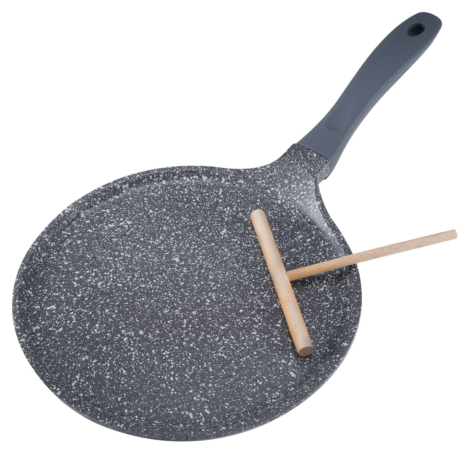 ACTIV CUISINE Non-Stick Crepe Pan - 11 Inch Ceramic Coating Pancake Skillet for Easy Flipping | PFOA-Free, Ashley Grey | Perfect for Breakfast, French Crepes & Home Cooking