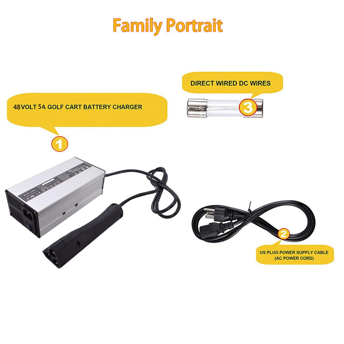 48V 5A Golf Cart Battery Charger Replacement for Yamaha, EZGO, Club Car DS - Fast Charging & Durable Power Supply for Golf Carts, Electric Vehicles & Outdoor Power Equipment