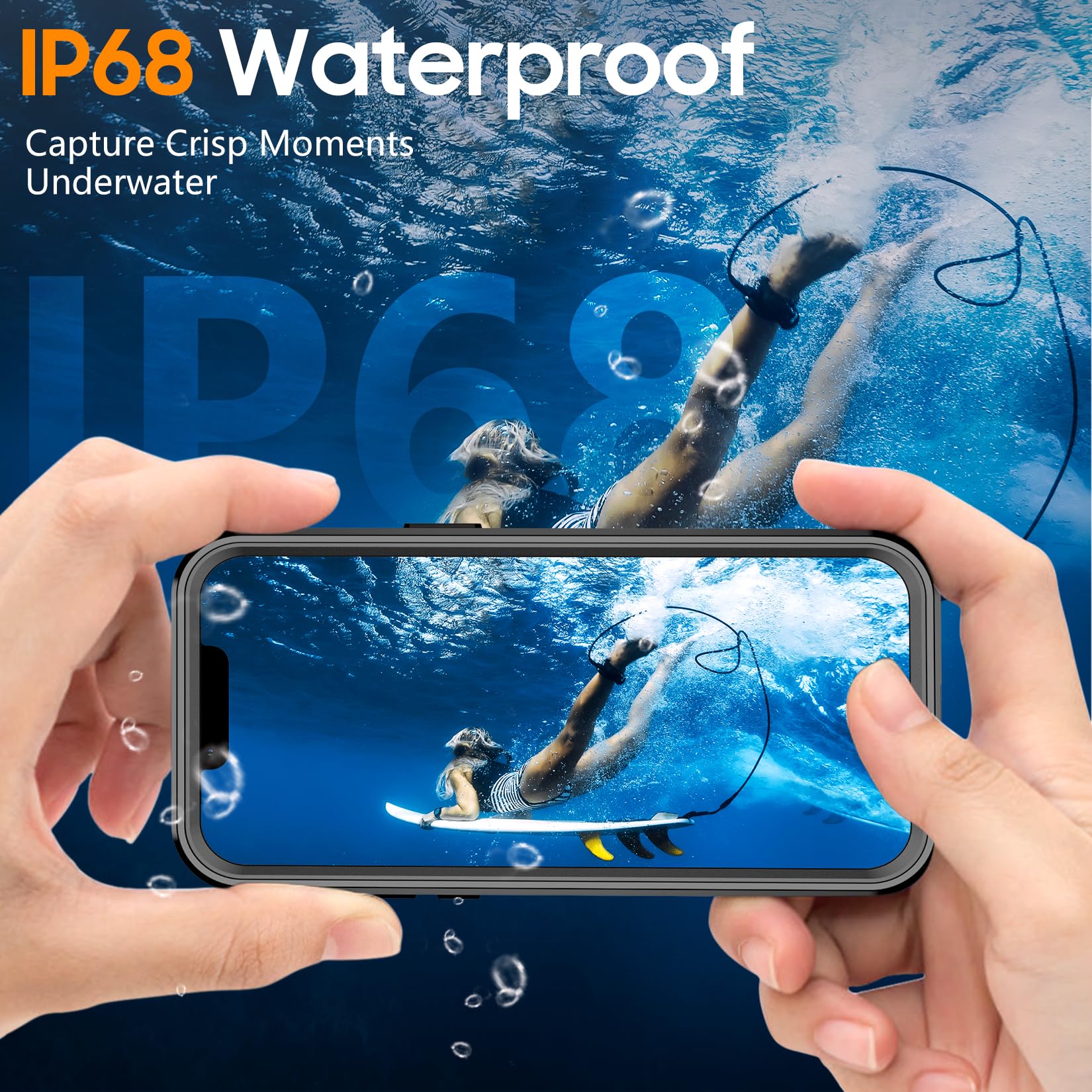 Temdan Magnetic Waterproof Case for iPhone 14 - IP68 Underwater Protection | Magsafe Compatible | 9H Tempered Glass Camera & Screen Protector | Full Body Shockproof Phone Cover (Black) - Perfect for Outdoor Adventures, Swimming & Extreme Sports Protection