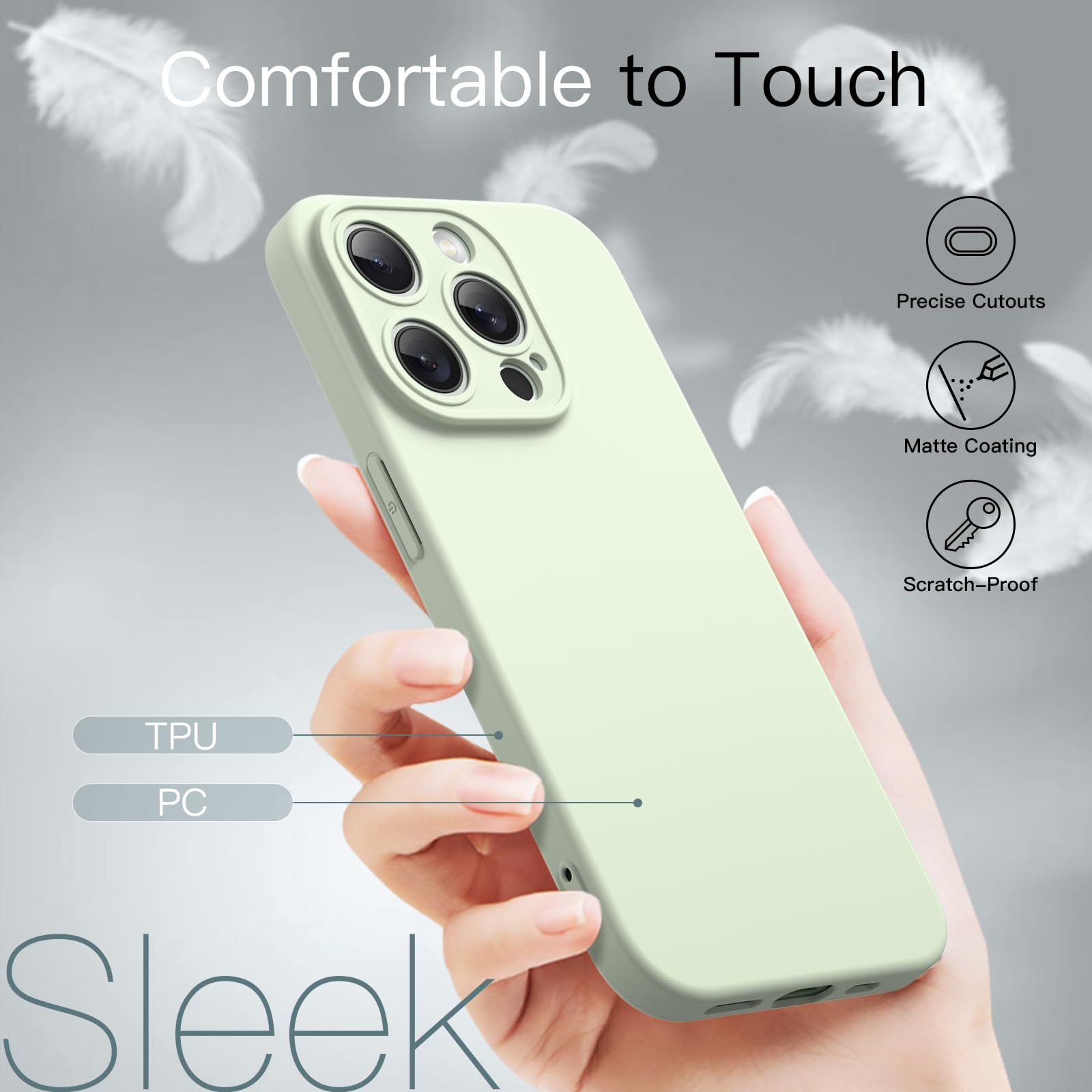JETech Ultra-Thin Slim Case for iPhone 15 Pro 6.1-Inch | Matte Finish Protective Cover with Full Camera Lens Protection | Lightweight Minimalist Design (Green) | Perfect for Everyday Use, Work & Travel