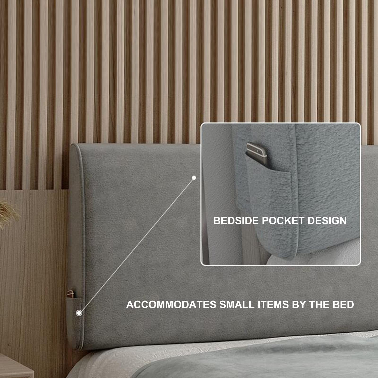 Queen Size Headboard Cushion - Soft Upholstered Bedside Pillow for Reading & Comfort (80x60cm/31.4x23.6