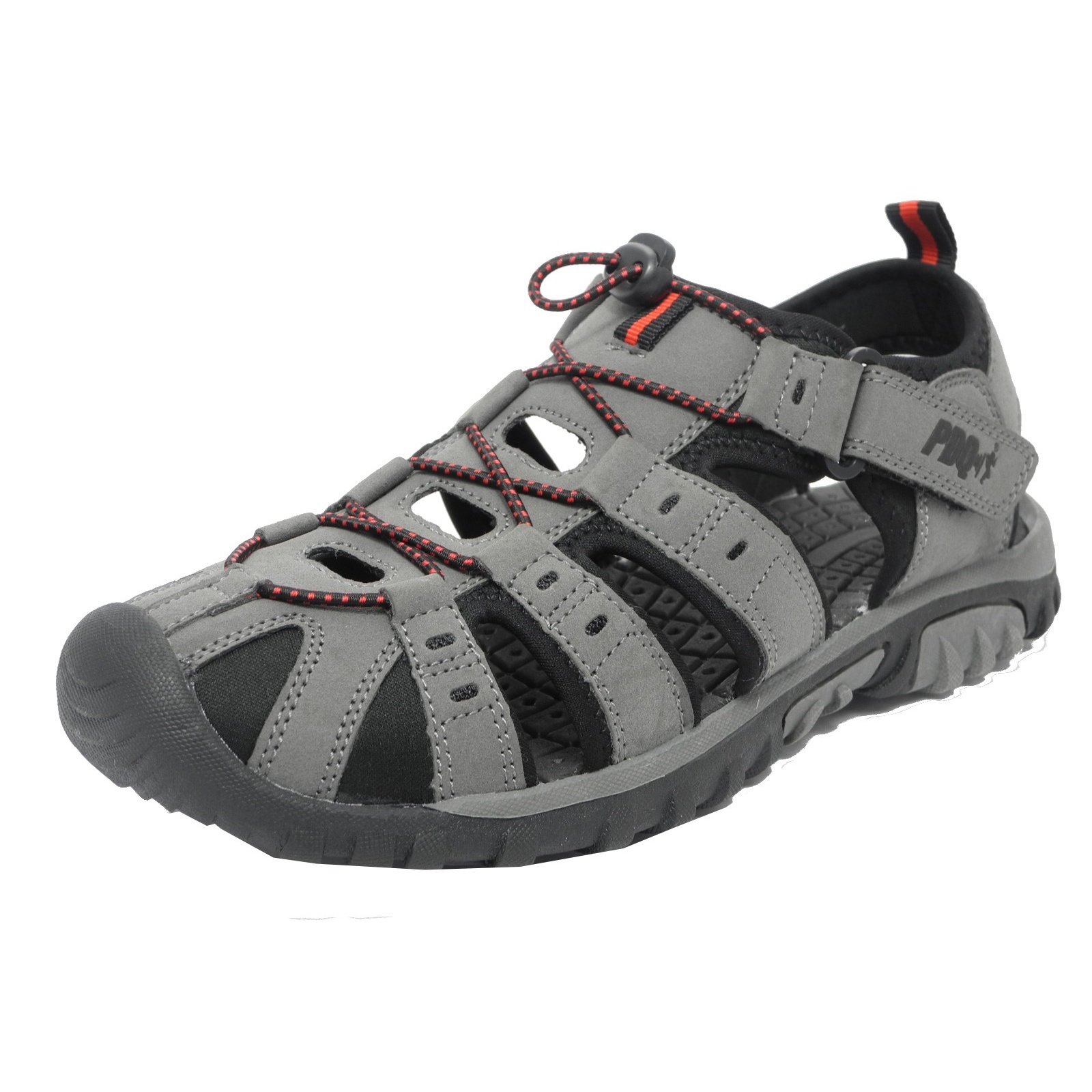 PDQ Men's Toggle & Velcro Summer Trail Sandals - Dark Taupe Color, Size US 8 | Lightweight Hiking Footwear for Outdoor Adventures, Beach Walking & Casual Wear
