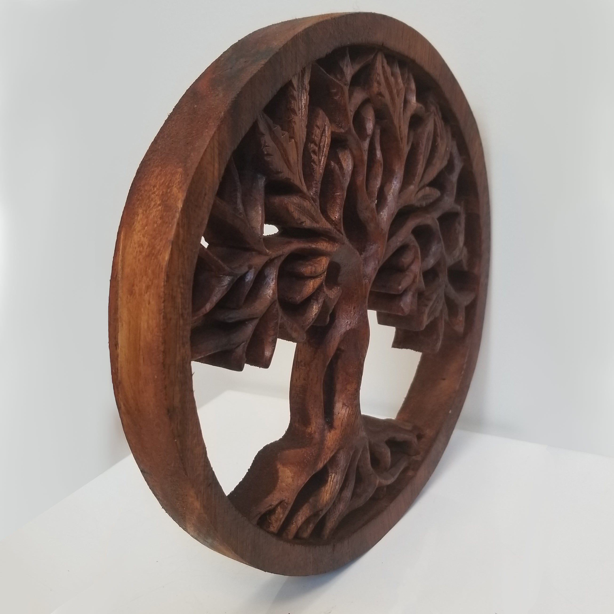 Hand Carved Wooden Tree of Life Wall Art - Natural Wood Home Decor for Living Room, Bedroom & Office - Spiritual Gift & Boho Decor