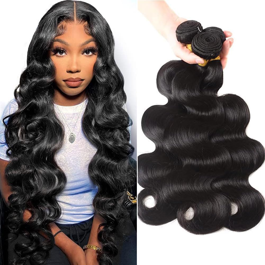 Premium 12A Grade Brazilian Body Wave Human Hair Bundles - 100% Unprocessed Natural Black Weave (30 30 30) for Stunning Hair Extensions & Salon-Quality Styling - Perfect for Daily Wear, Special Occasions & Professional Hairstyling
