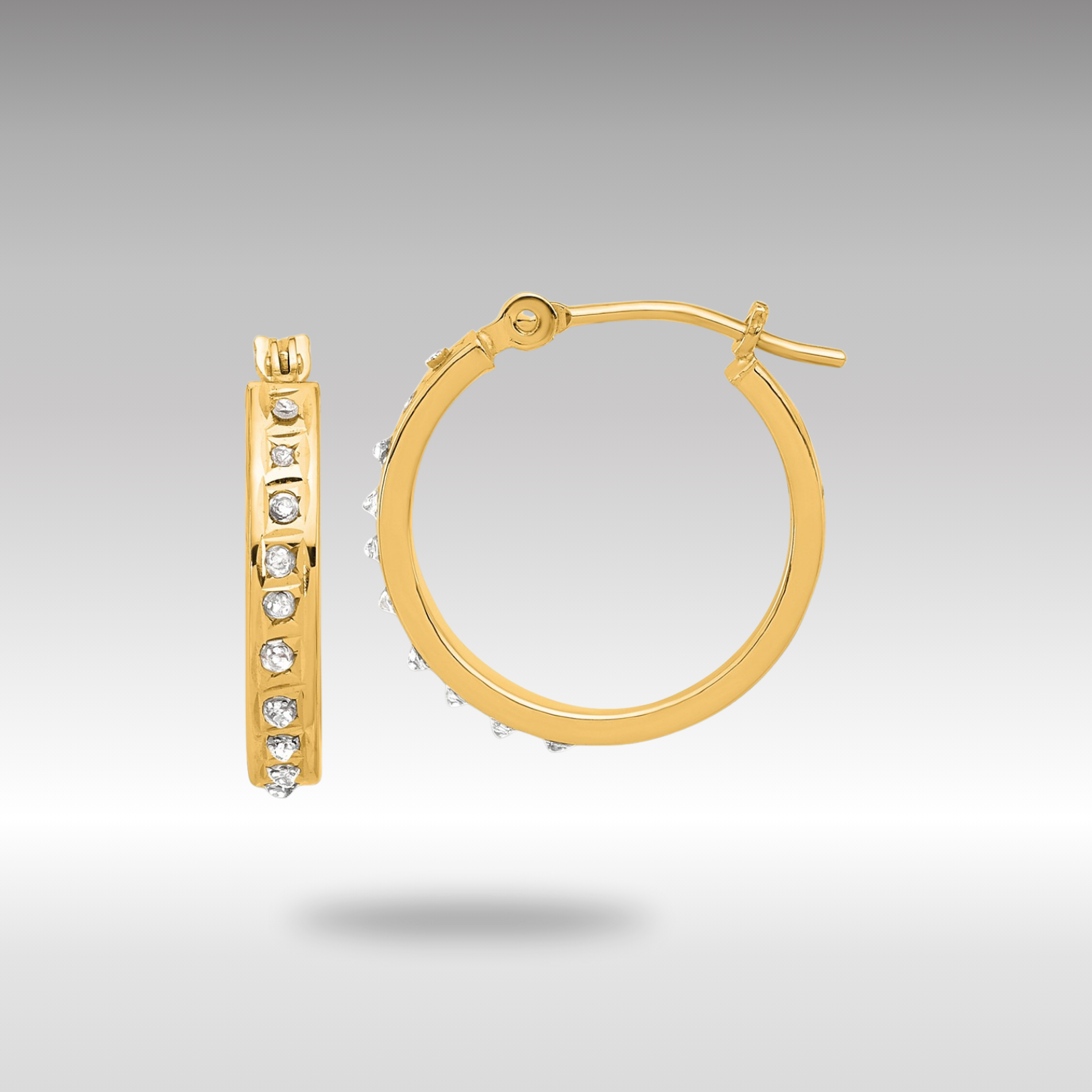 14K Gold Diamond Hoop Earrings for Women - Elegant Polished Design (Model DF345) | Perfect for Weddings, Parties & Everyday Wear