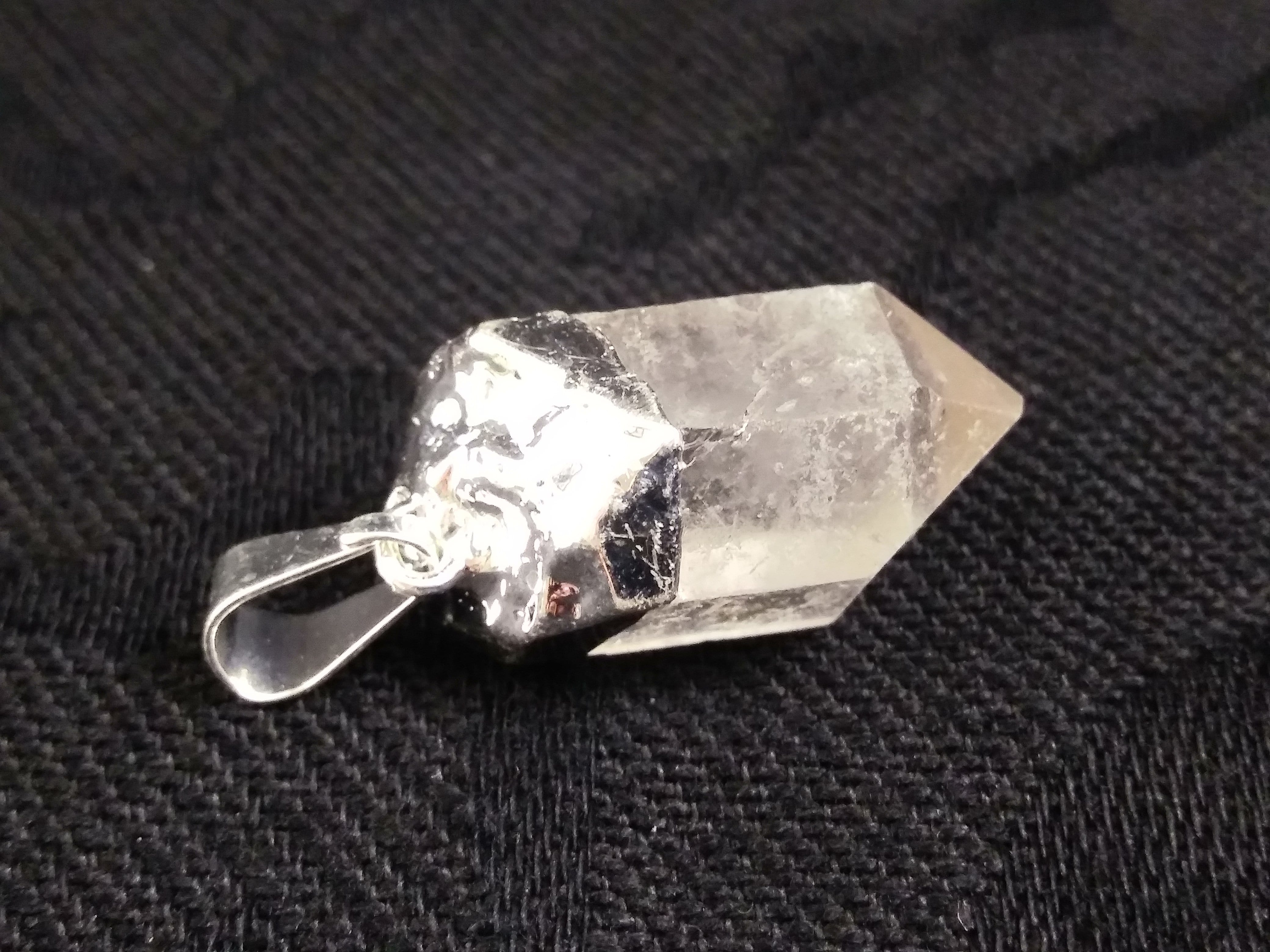 Natural Clear Quartz Point Pendant Necklace with Sterling Silver Foil - Perfect for Meditation, Healing & Spiritual Jewelry Gifts