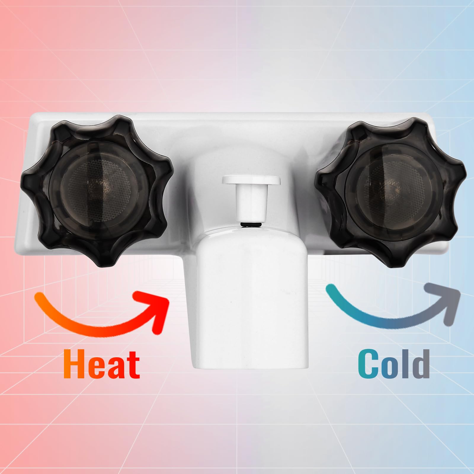 RV Shower Faucet Set - DF-SA110S-WT RV Tub & Shower Faucet Valve Diverter with Smoked Acrylic Knob - Hot/Cold Water Control - Perfect for RV, Camper, and Tiny Home Bathroom Upgrades