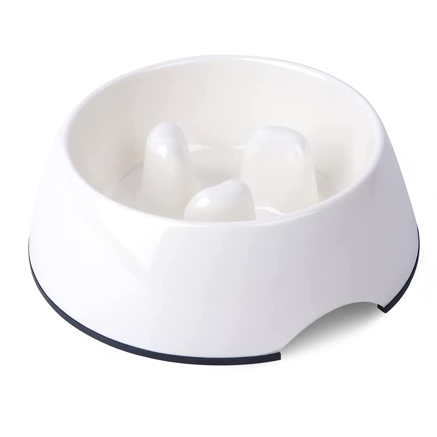 SUPERDESIGN Slow Feeder Dog Bowl - 1/2 Cup Anti-Gulping Puzzle Food Bowl for Small & Medium Dogs & Cats - Non-Slip Interactive Bloat Stop Bowl for Healthy Eating - Perfect for Fast Eaters & Pets Prone to Bloating - White