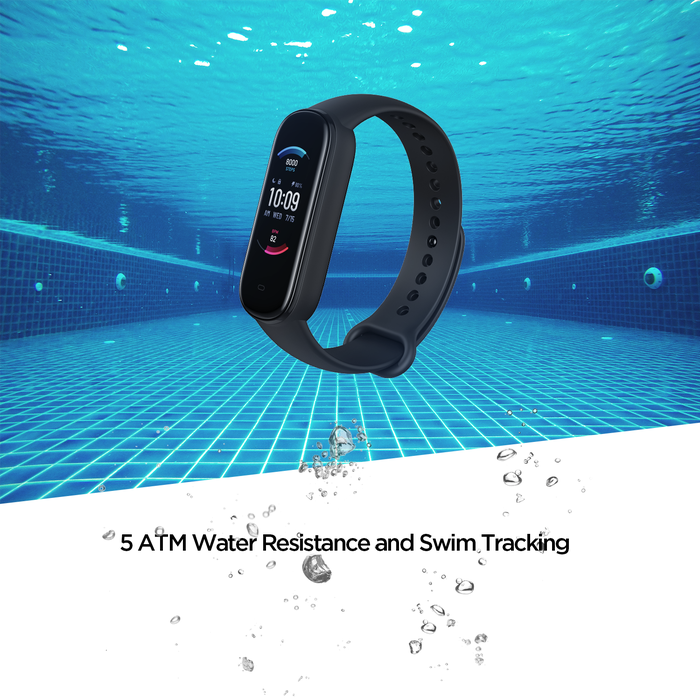 Amazfit Band 5 Fitness Tracker with Heart Rate Monitor, Sleep Tracking & 15-Day Battery - Waterproof Activity Watch for Men & Women - Perfect for Running, Swimming & Gym Workouts