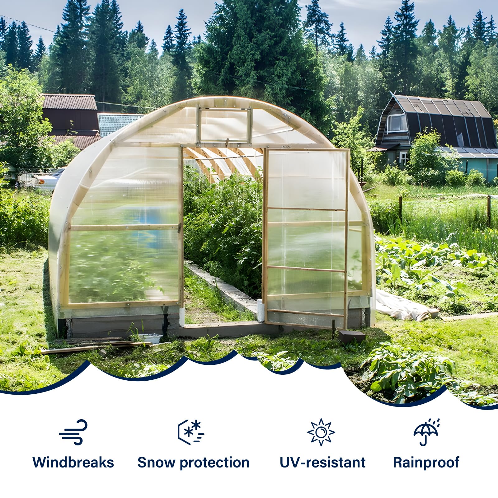 6 Mil Greenhouse Plastic Film 25x50FT - Heavy Duty UV Resistant Cover with 20PCS 3.28FT Spring Wire & Lock Channel for DIY Greenhouse, Garden, Plant Protection - Perfect for Backyard, Farm, and Commercial Growing