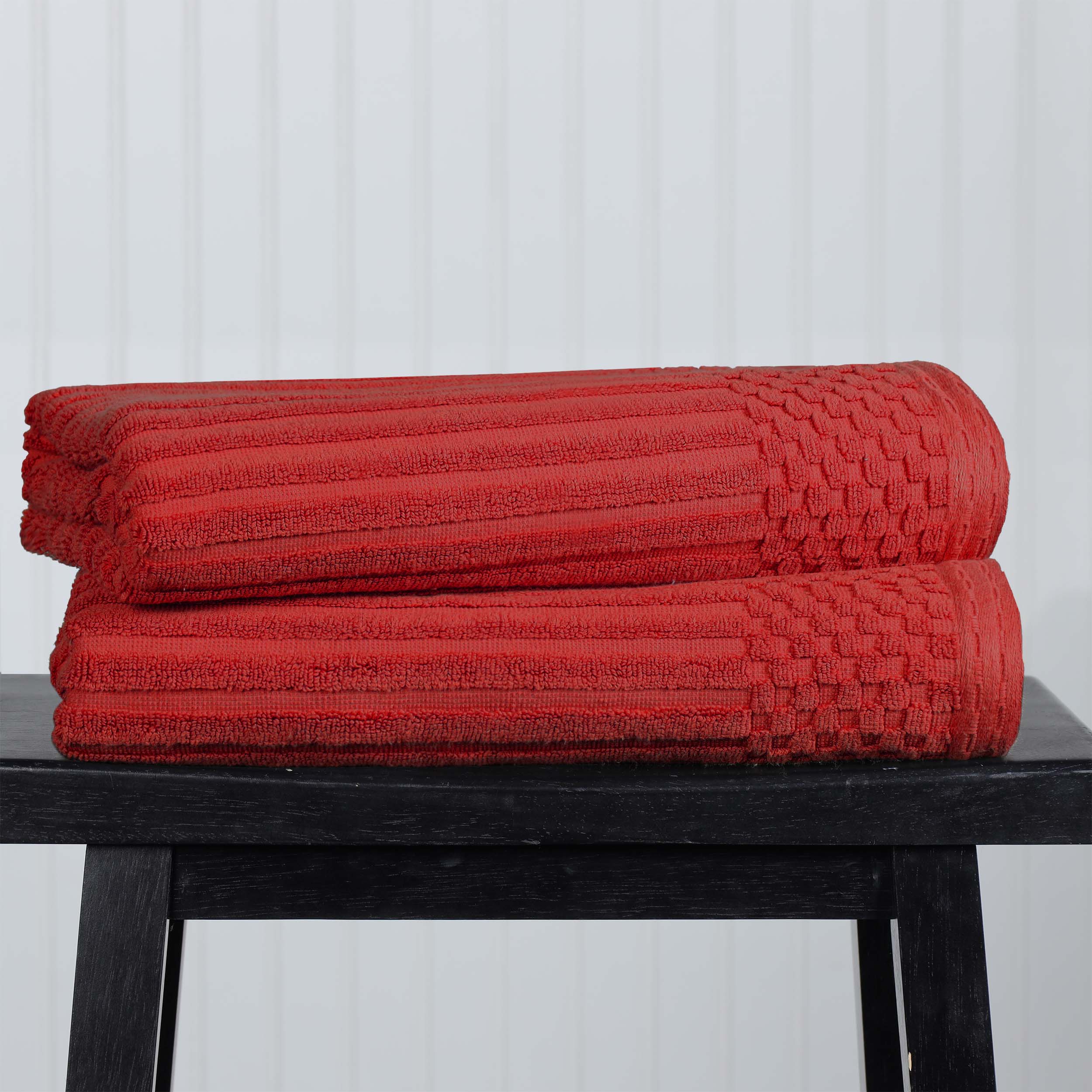 Premium Cotton Ribbed Textured Bath Towel Set - Ultra Absorbent 2-Piece Towel Collection for Spa, Bath & Luxury Home Use