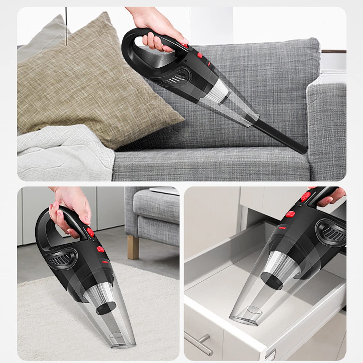 Portable Cordless Handheld Vacuum Cleaner - 120W High Power, 6000Pa Strong Suction for Wet & Dry Cleaning - Ideal for Home, Car, Office & Pet Hair Removal | Quick Cleaning Solution for Floors, Carpets & Upholstery