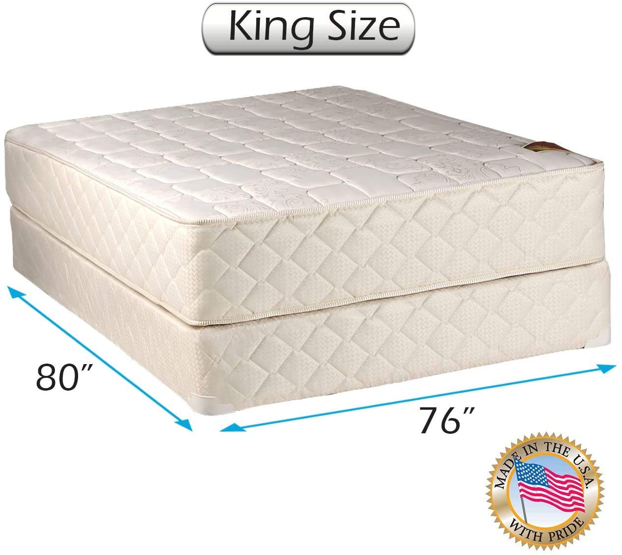 DS USA Grandeur Deluxe 2-Sided King Size Orthopedic Mattress and Box Spring Set - Fully Assembled, Back Support, Luxury Height, Durable for Long-Term Use - Perfect for Master Bedrooms, Guest Rooms & Luxury Home Decor