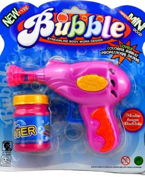 Mini Bubble Gun for Kids - Fun Outdoor Bubble Blowing Toy for Parties, Parks & Backyard Play - 6 Pack Colorful Bubble Wands with Bubble Solution Included